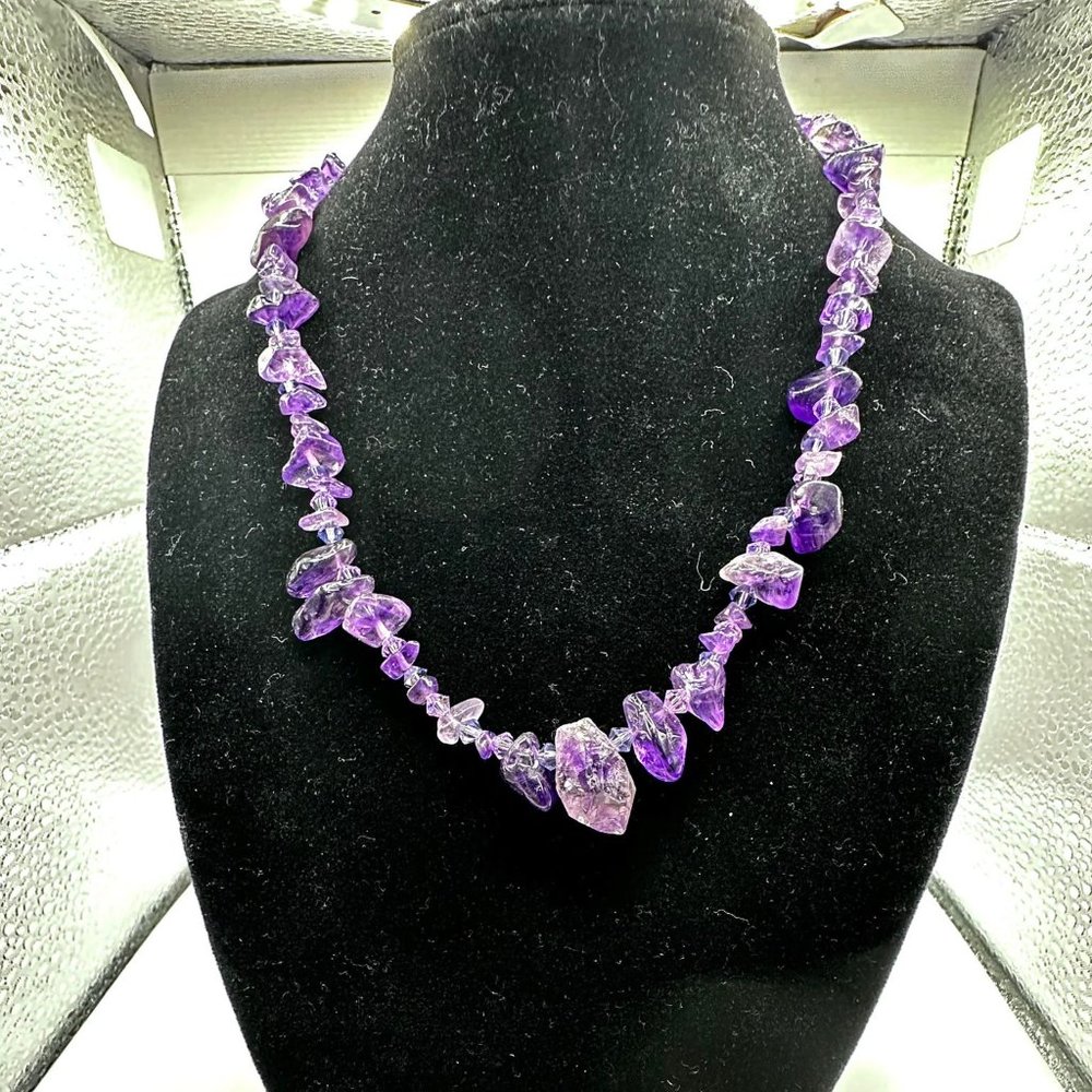 16" Amethyst Gemstone Beaded Necklace